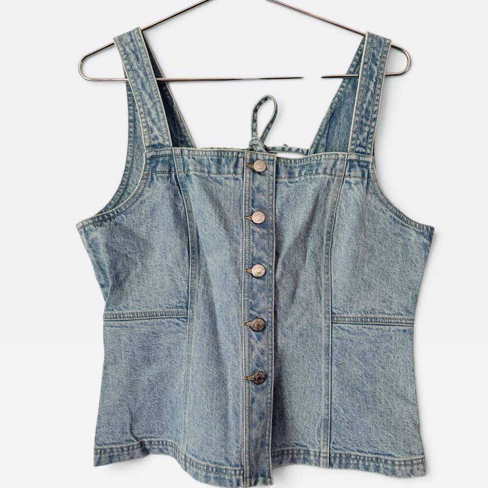 NWOT LOFT Denim Lace Up Button Front Corset Top Women’s 8/29